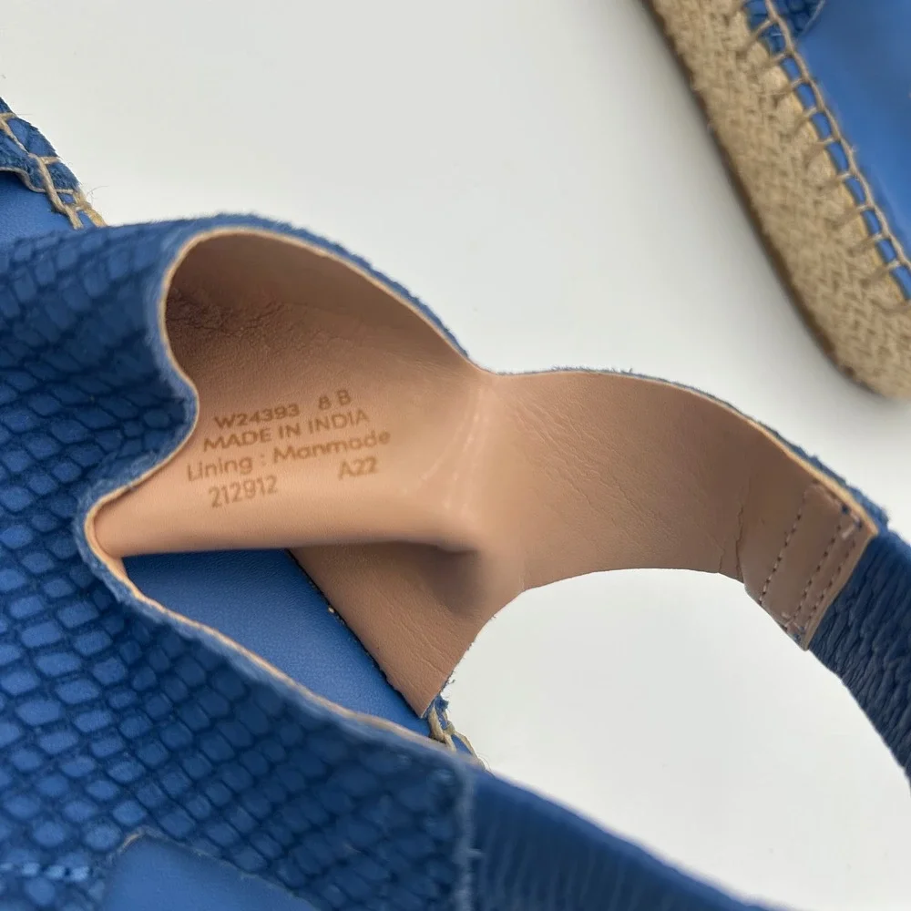 Cole‎ Haan Cloudfeel Espadrille Sandals Womens 8 Blue Snakeskin Textured W24393